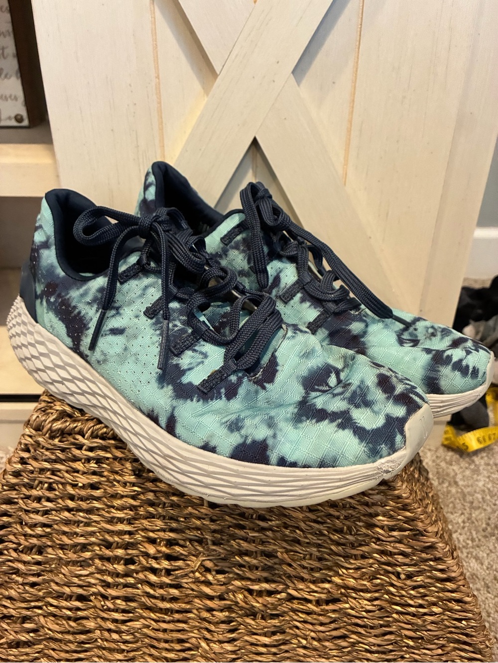 NOBULL Teal and Navy Tie-Dye Athletic Shoes